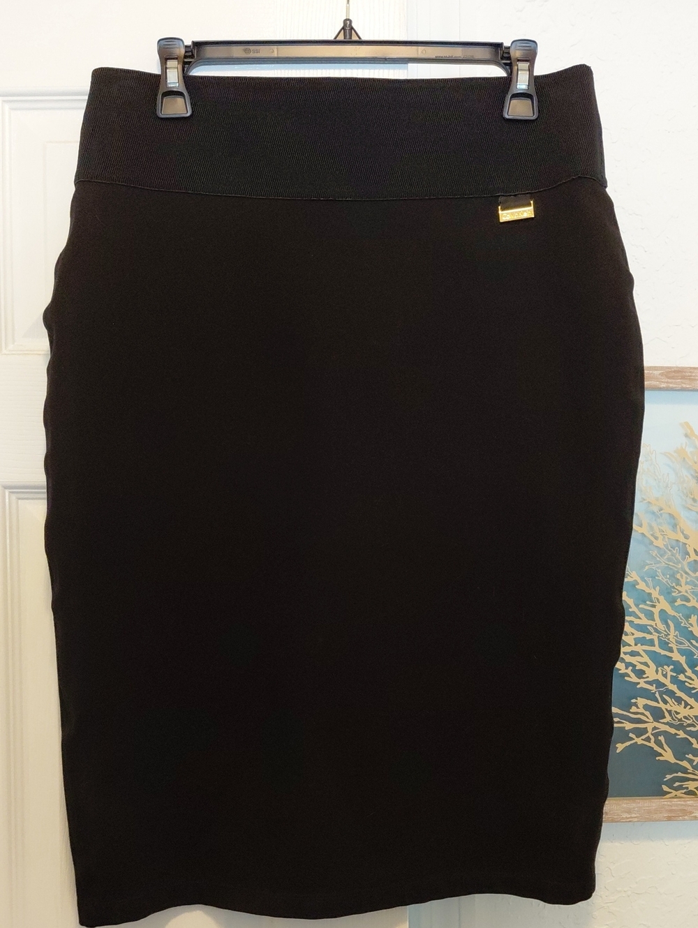 Calvin Klein Black Pencil Skirt with Gold Accent